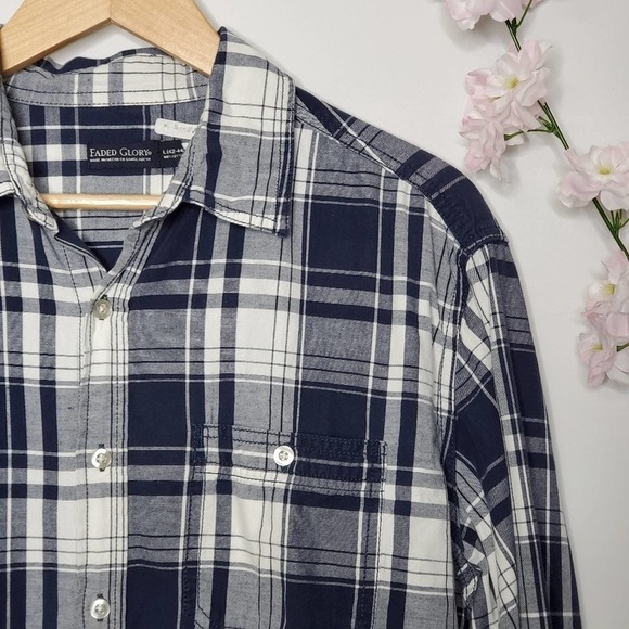 Faded Glory Button Down Shirt Plaid Sz Lg - Picture 2 of 8